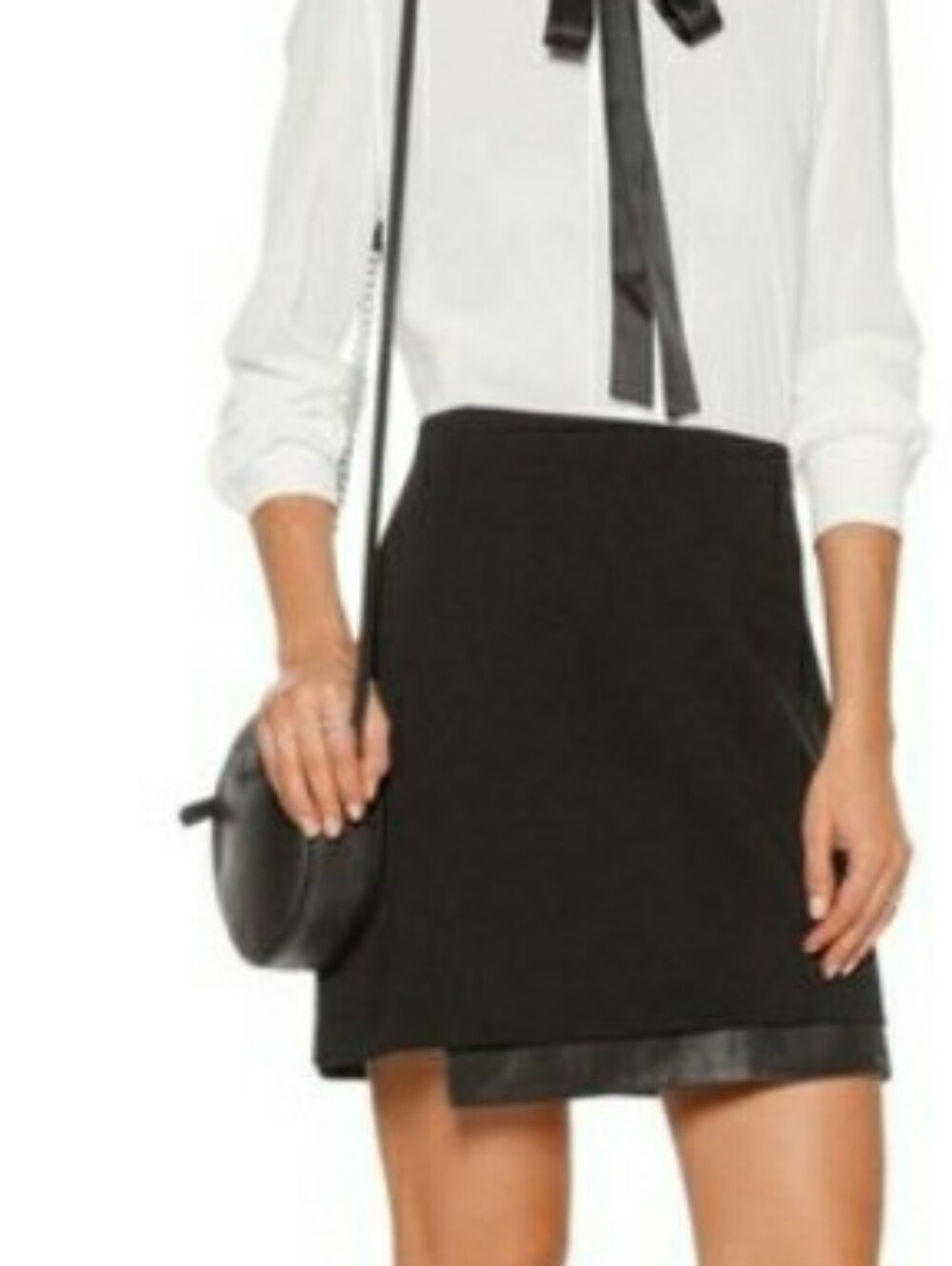 New $330 Alice And Olivia Leather Chiffon Layer DARCIE Skirt S8